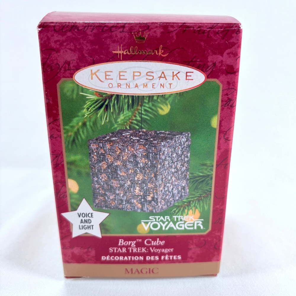 Hallmark Keepsake Ornament Star Trek Voyager Borg Cube 2000 Silver Light Sound